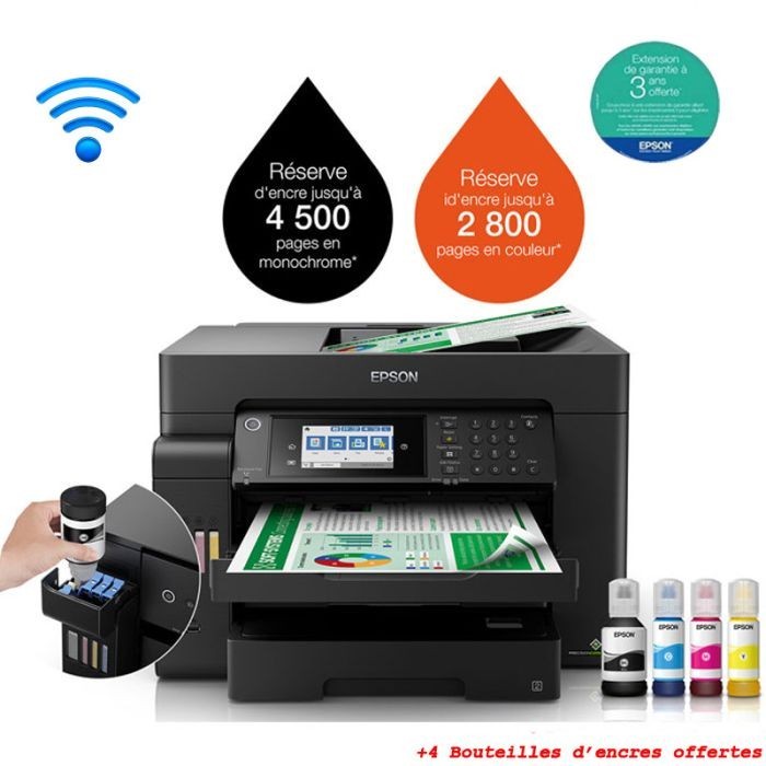 Caractéristiques de l'imprimante jet d'encre Epson EcoTank L15150 4en1 A3+ couleur Wi-Fi - Tunisie