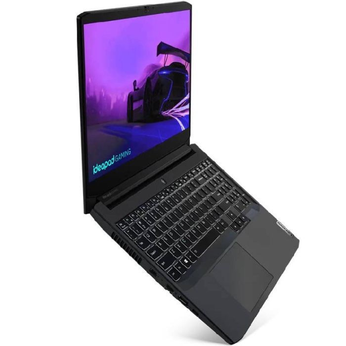 Lenovo IdeaPad Gaming 3, montrant le clavier rétroéclairé rouge caractéristique de la gamme