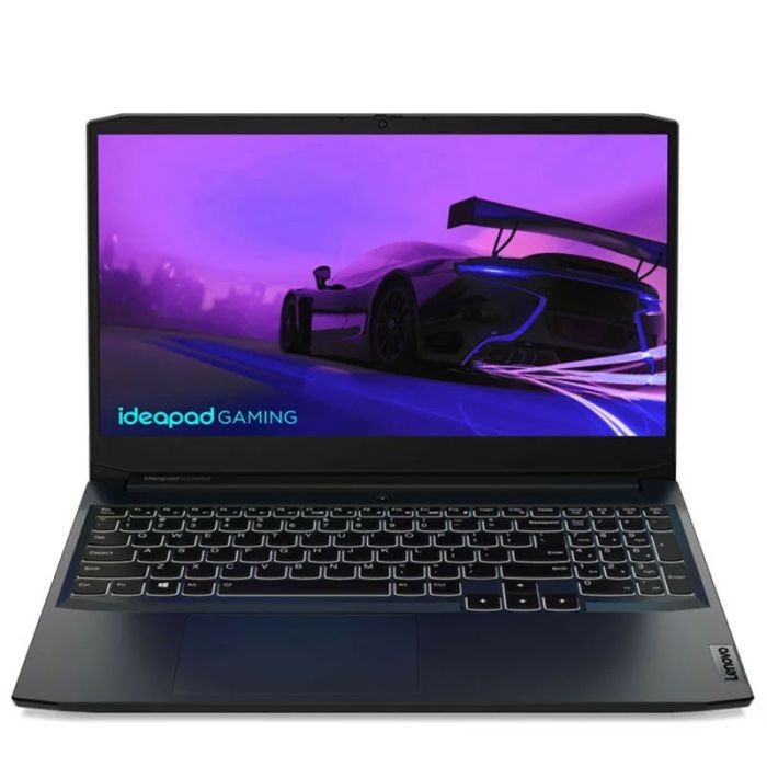 PC portable Lenovo IdeaPad Gaming 3, avec un écran Full HD de 15,6 pouces et une finition noire mate