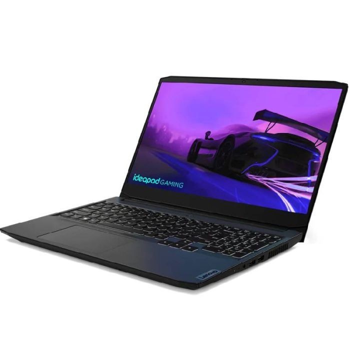 Lenovo IdeaPad Gaming 3, montrant le clavier rétroéclairé rouge caractéristique de la gamme