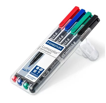 MARQUEUR ETUI STAEDLER PERMANENT BOX 4 COULEUR | 1MM - Tunisie