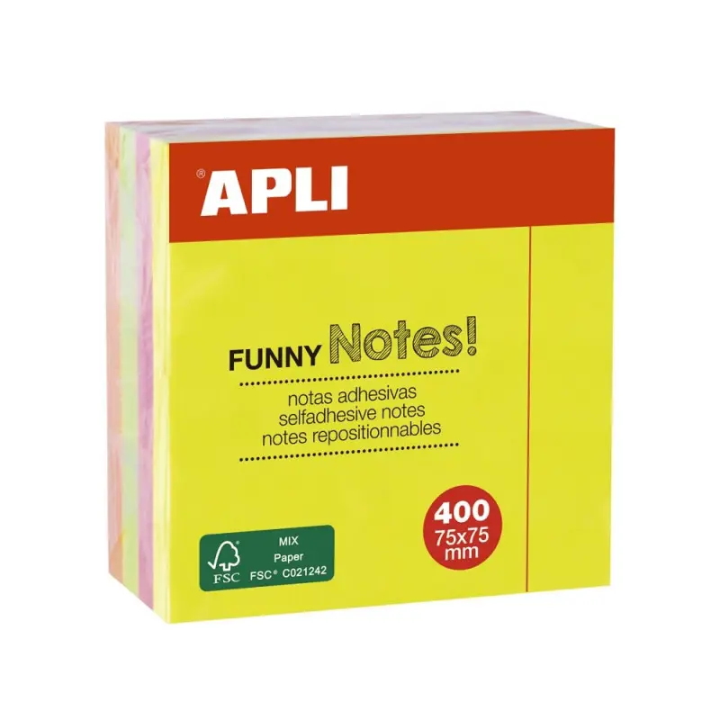 Notes Autocollantes Brillant Apli 75x75mm 400F - Ass - Tunisie