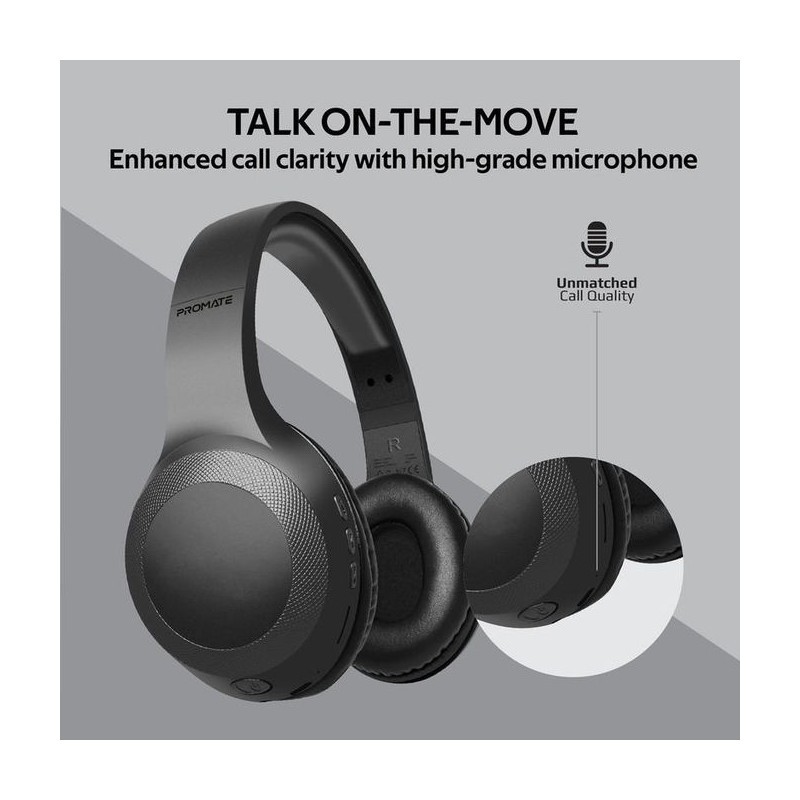CASQUE SANS FIL BLUETOOTH PROMATE LABOCA - NOIR - Tunisie