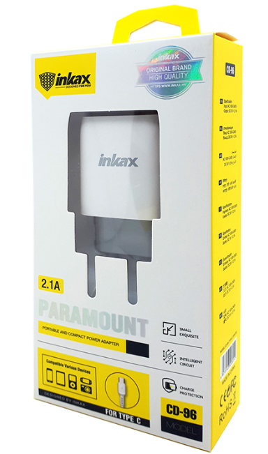 CHARGEUR INKAX CD 96 USB 2.1A + CABLE TYPE C