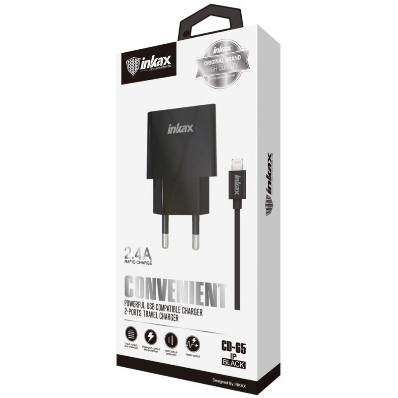 CHARGEUR INKAX CD 65 USB 2.4A + CABLE TYPE C