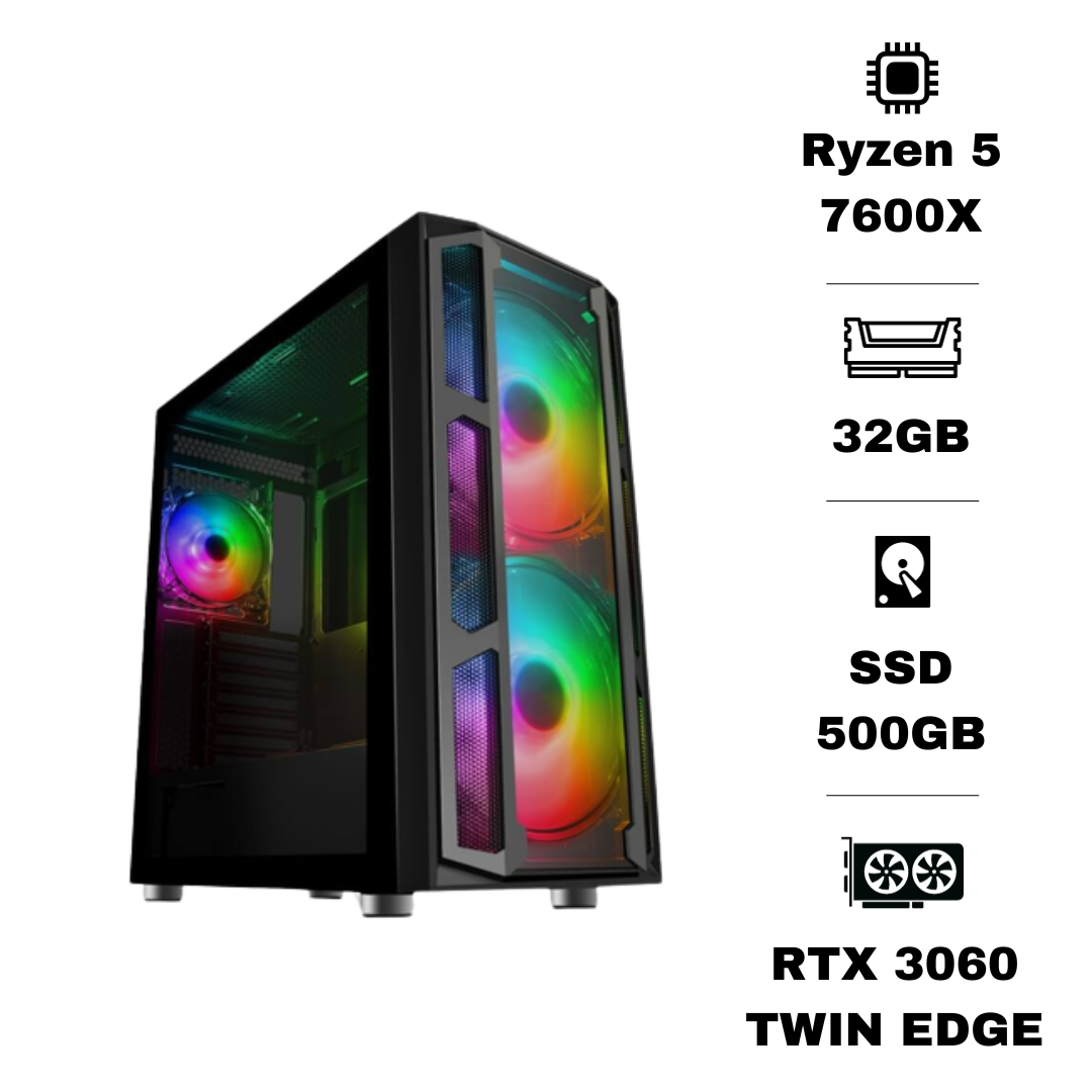 Pc Gamer Ryzen 5 7600X RTX 3060 12G 32Go NVME 500Go V2 Tunisie