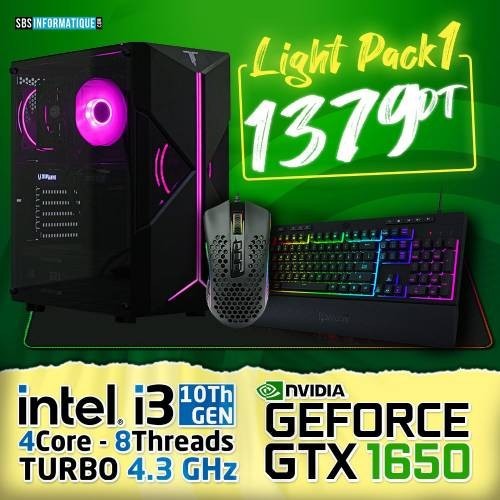 PC Gamer - Light Pack - Intel I3-10100F - GTX 1650 OC - 16Gb - 250 Gb - V2