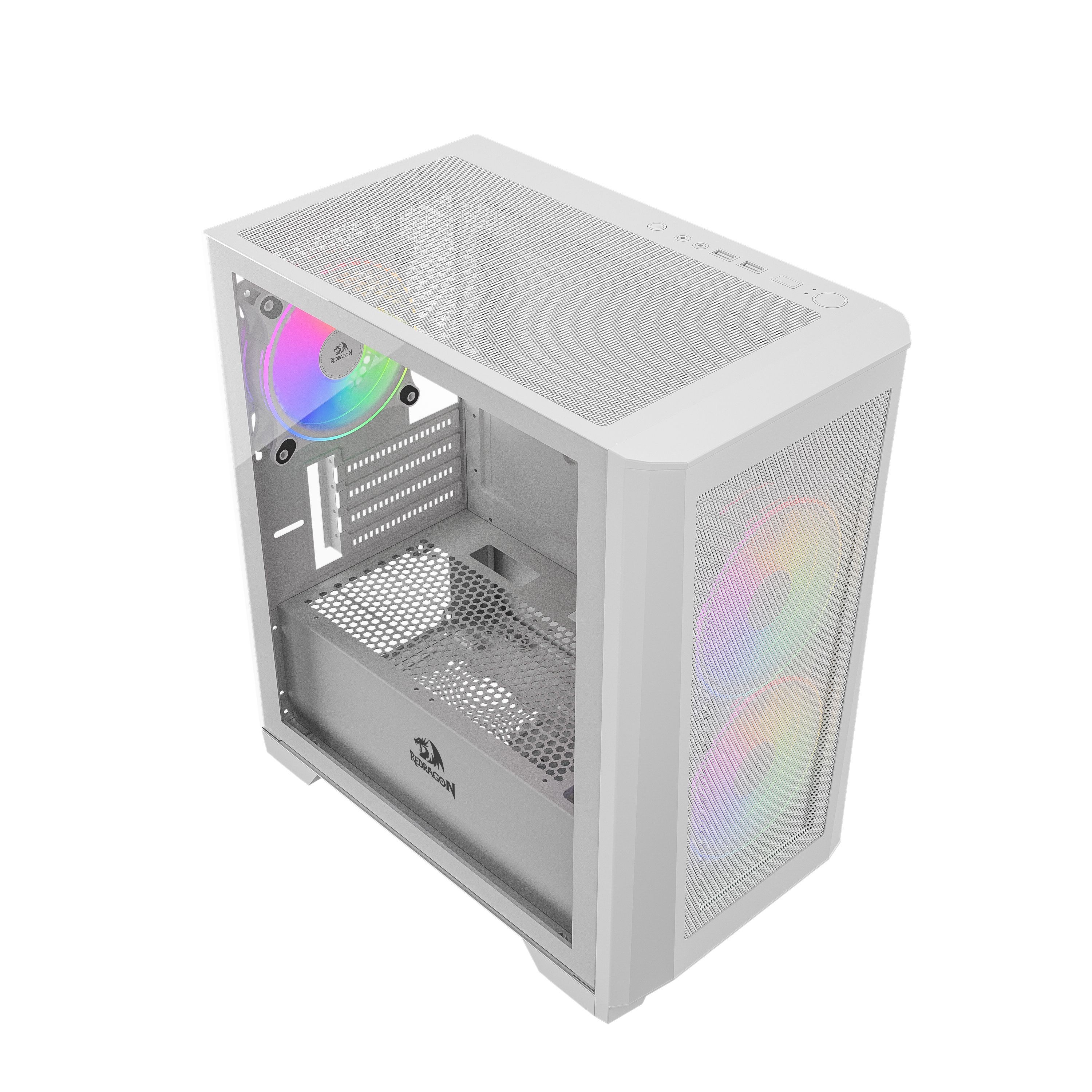 Boitier Pc Gamer INFINITY White / RBG / 2 Ventilateurs PC 120 mm Dont 1  ARGB compatible carte mère ATX, mATX, ITX