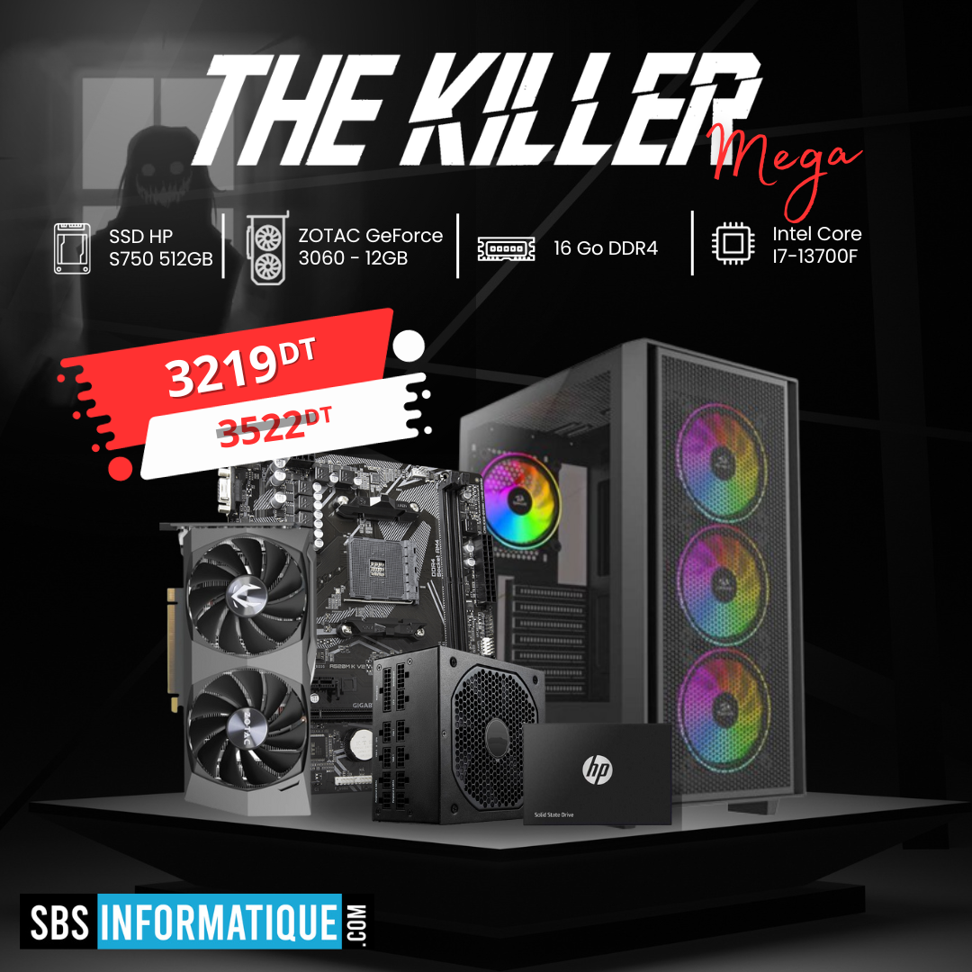 PC Gamer THE MEGA KILLER - I7-13700F - RTX 3060 - 16G - 512G - Tunisie