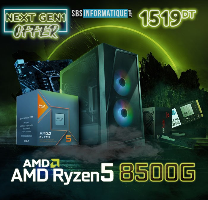 PC Gamer NEXT GEN - Ryzen 5 8500G - AMD Radeon 740M - 16Go - 512Go