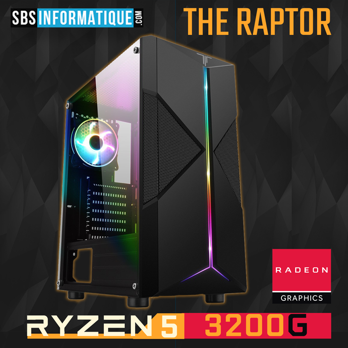 PC Gamer RAPTOR - Ryzen 3 3200G - 16Gb - 250Gb