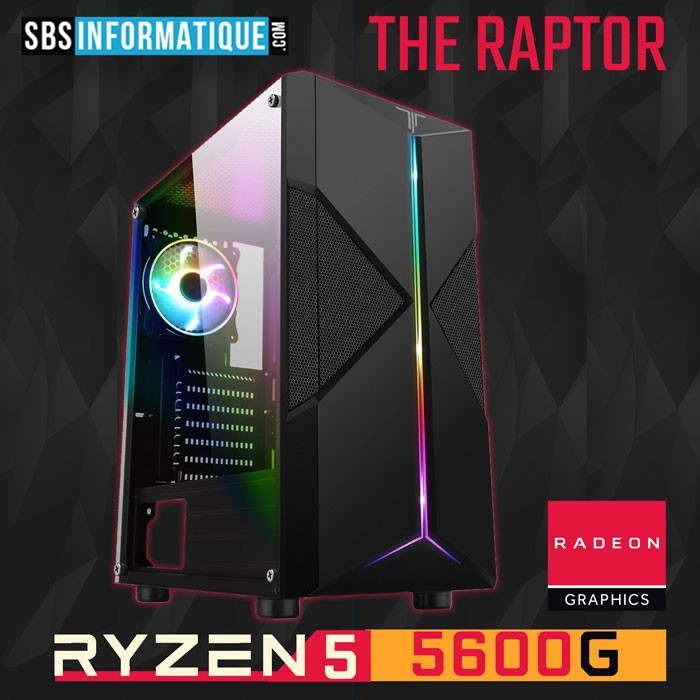 PC Gamer RAPTOR - Ryzen 5 5600G - Radeon Vega 7 Graphics - 16Gb - 512 Gb
