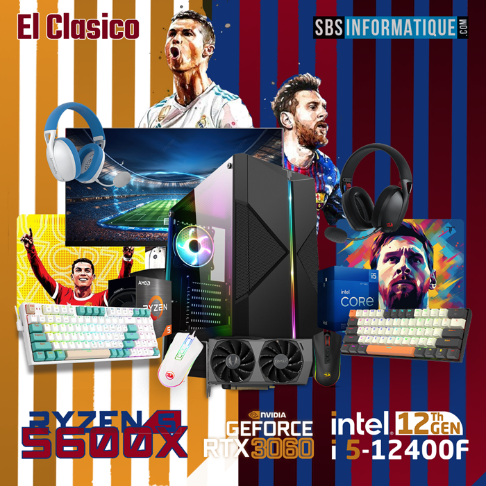 PC Gamer EL-CLASICO Pack - Ryzen 5 5600X - RTX 3060 - 16Gb - 512 Go