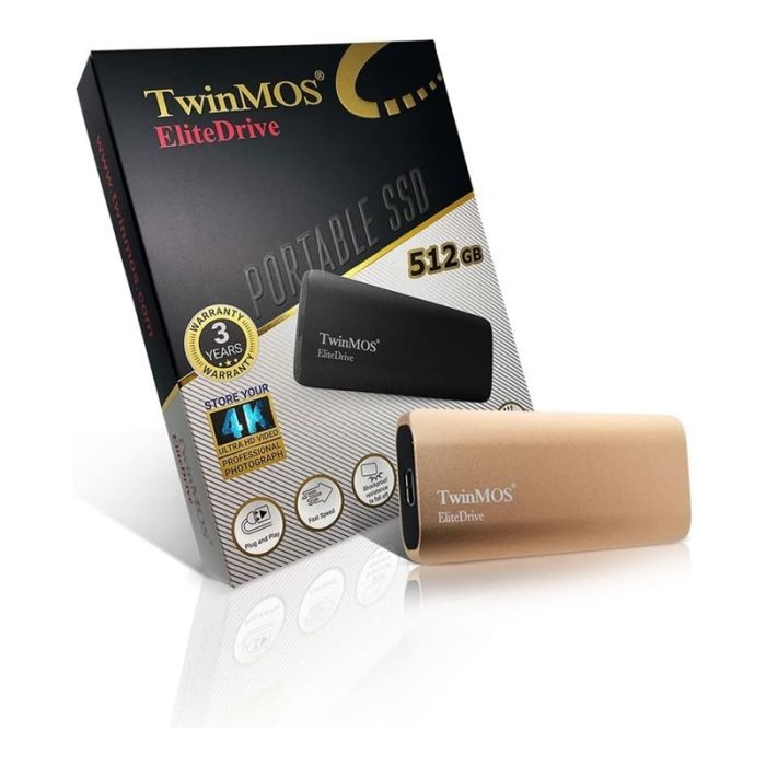 DISQUE DUR EXTERNE TWINMOS ELITE DRIVE 512GO SSD TYPE C - GOLD