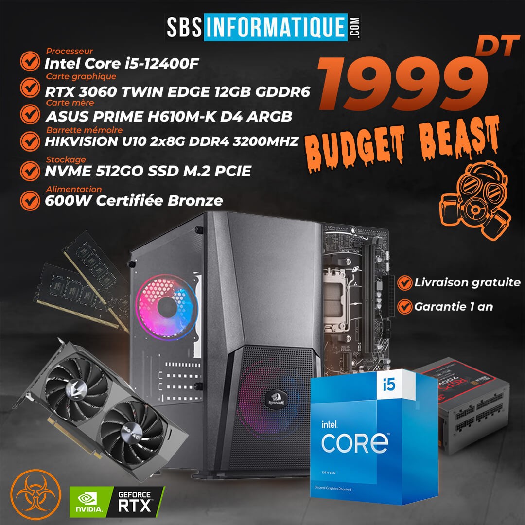 PC Gamer Budget Beast - INTEL I512400F - RTX 3060