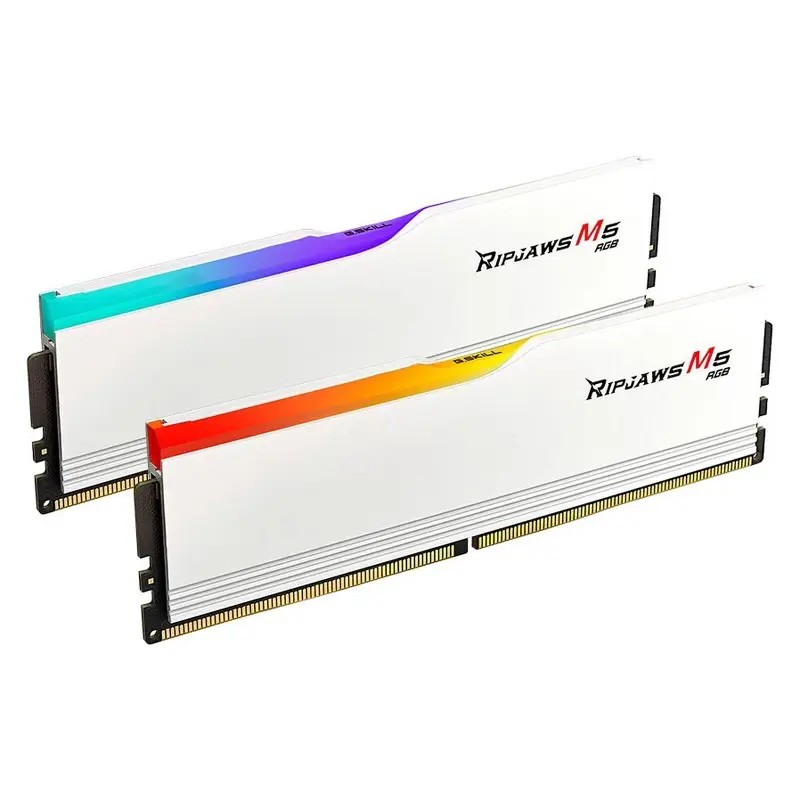 Barrette Mémoire G.SKILL RIPJAWS M5 RGB 64 GB (2 X 32 GB) DDR5 5200 MHZ CL40 WHITE Barrette Mémoire G.SKILL RIPJAWS M5 RGB 64 GB (2 X 32 GB) DDR5 5200 MHZ CL40 WHITE