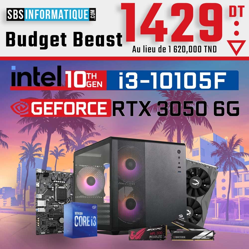 PC Gamer Budget Beast- i3-10105 - RTX 3050 - 16Gb - 512 Gb