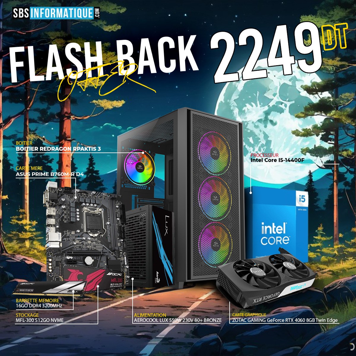 PC GAMER RED DEAD - INTEL I5 14400F - RTX 4060 - 16Go - 512Gb