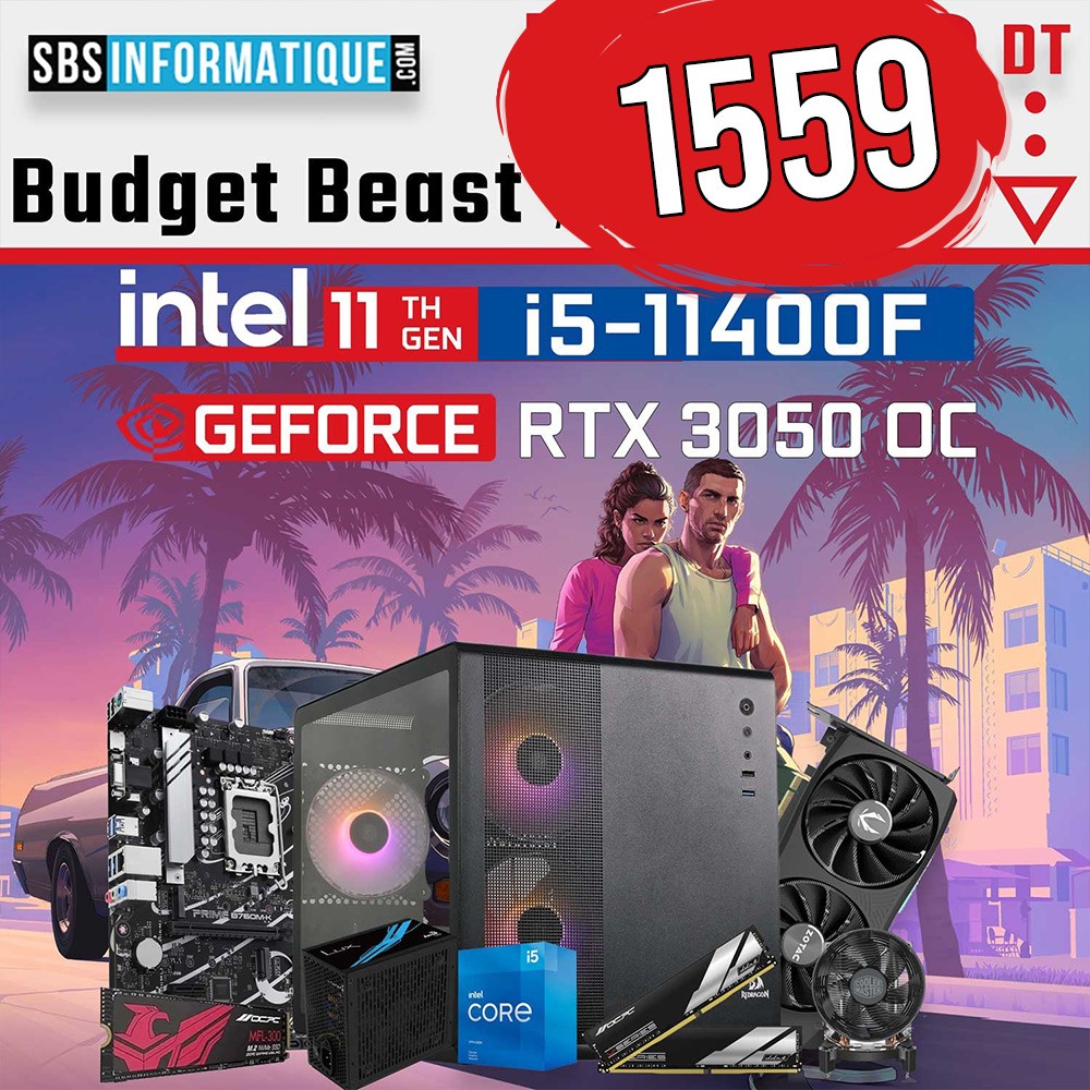 PC Gamer Budget Beast-i5-11400F-RTX 3050-16Gb-512 Gb
