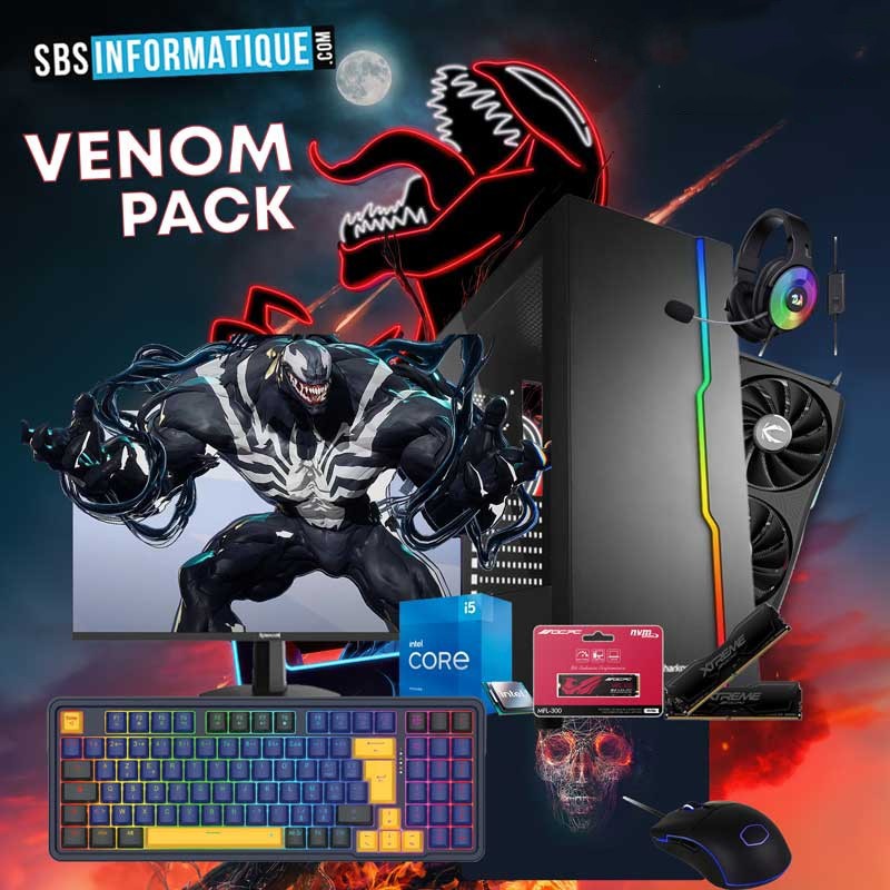 PC Gamer VENOM Pack - Intel i5-11400f - RTX 4060 18G - 16Gb - 512 Gb