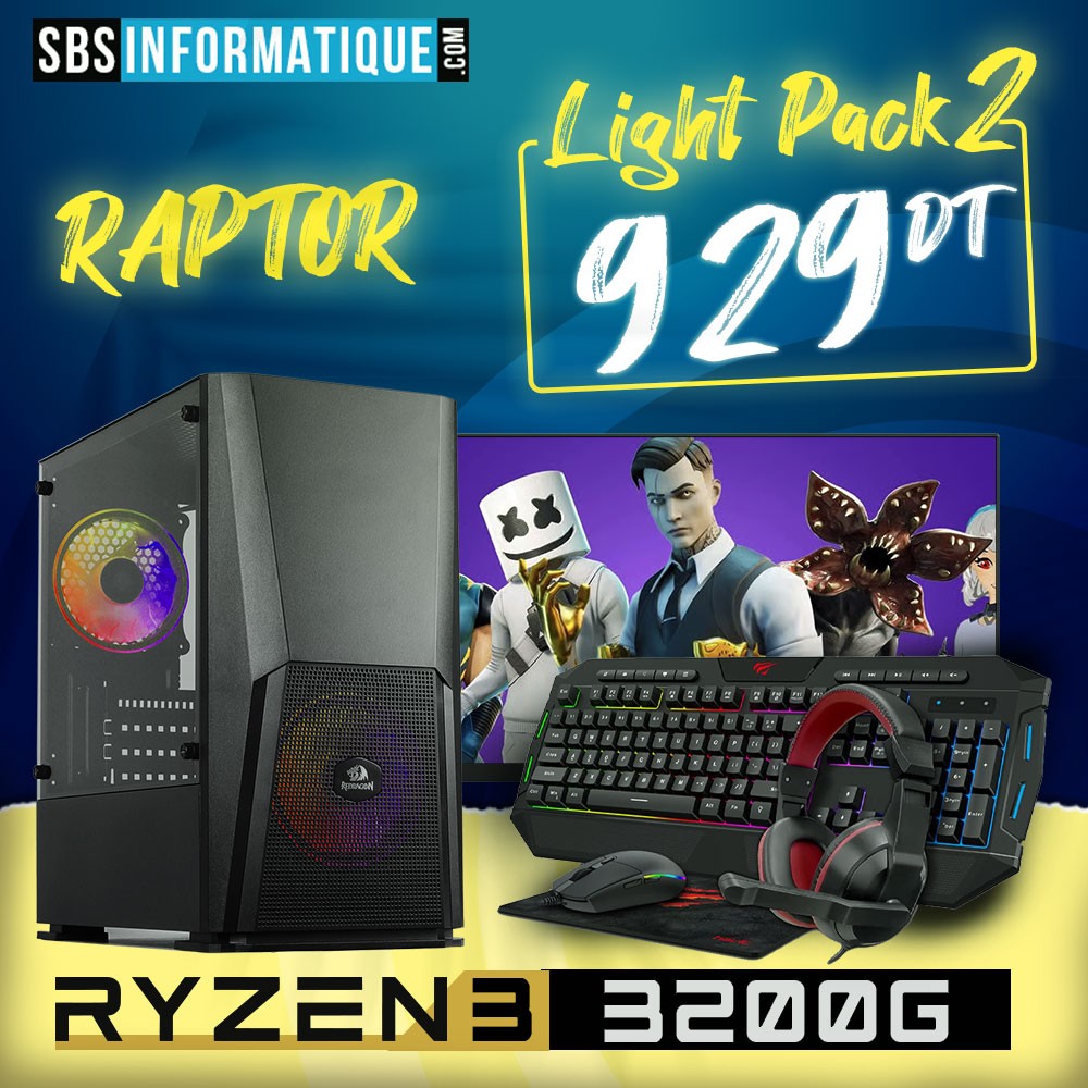 PC Gamer RAPTOR PACK - Ryzen 3 3200G - 16Gb - 512Gb