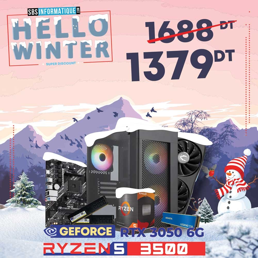 PC GAMER WINTER - RYZEN 5 3500 - RTX 3050 - 16Go - 512Gb