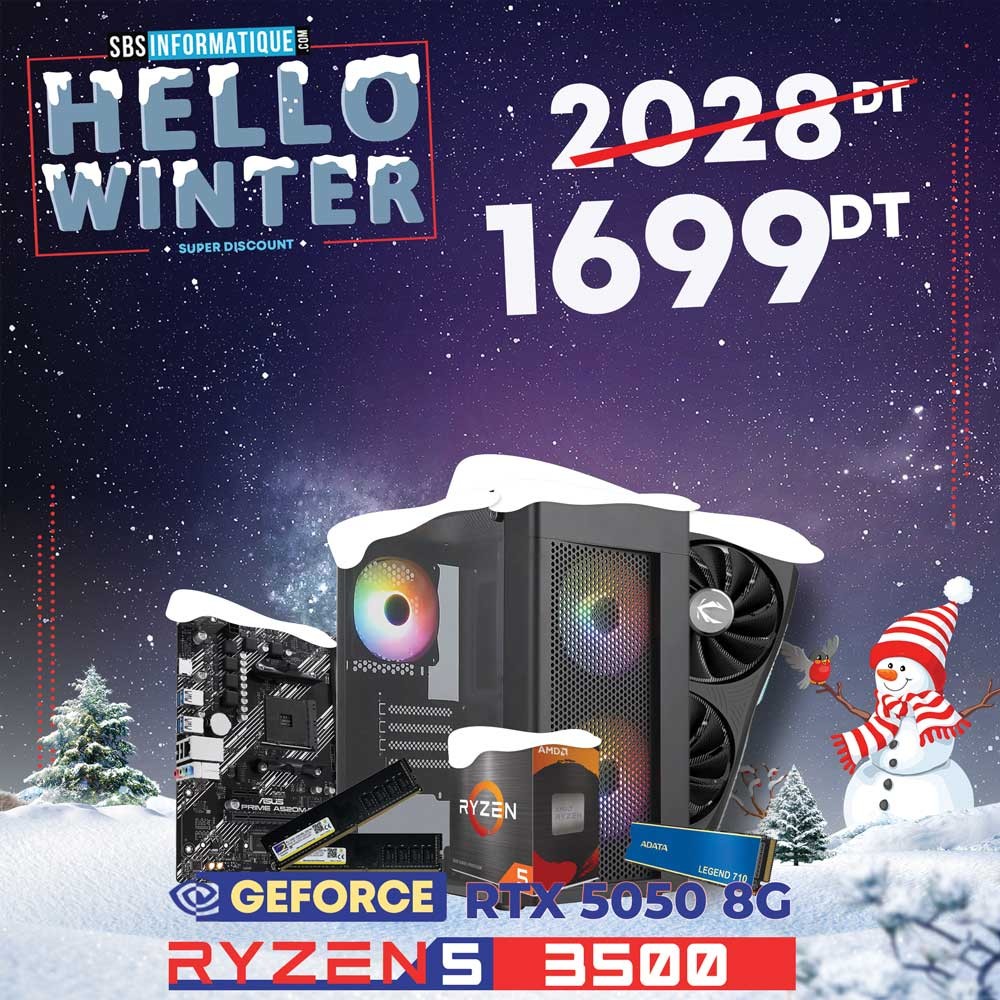PC GAMER WINTER - RYZEN 5 3500 - RTX 5050 - 16Go - 512Gb