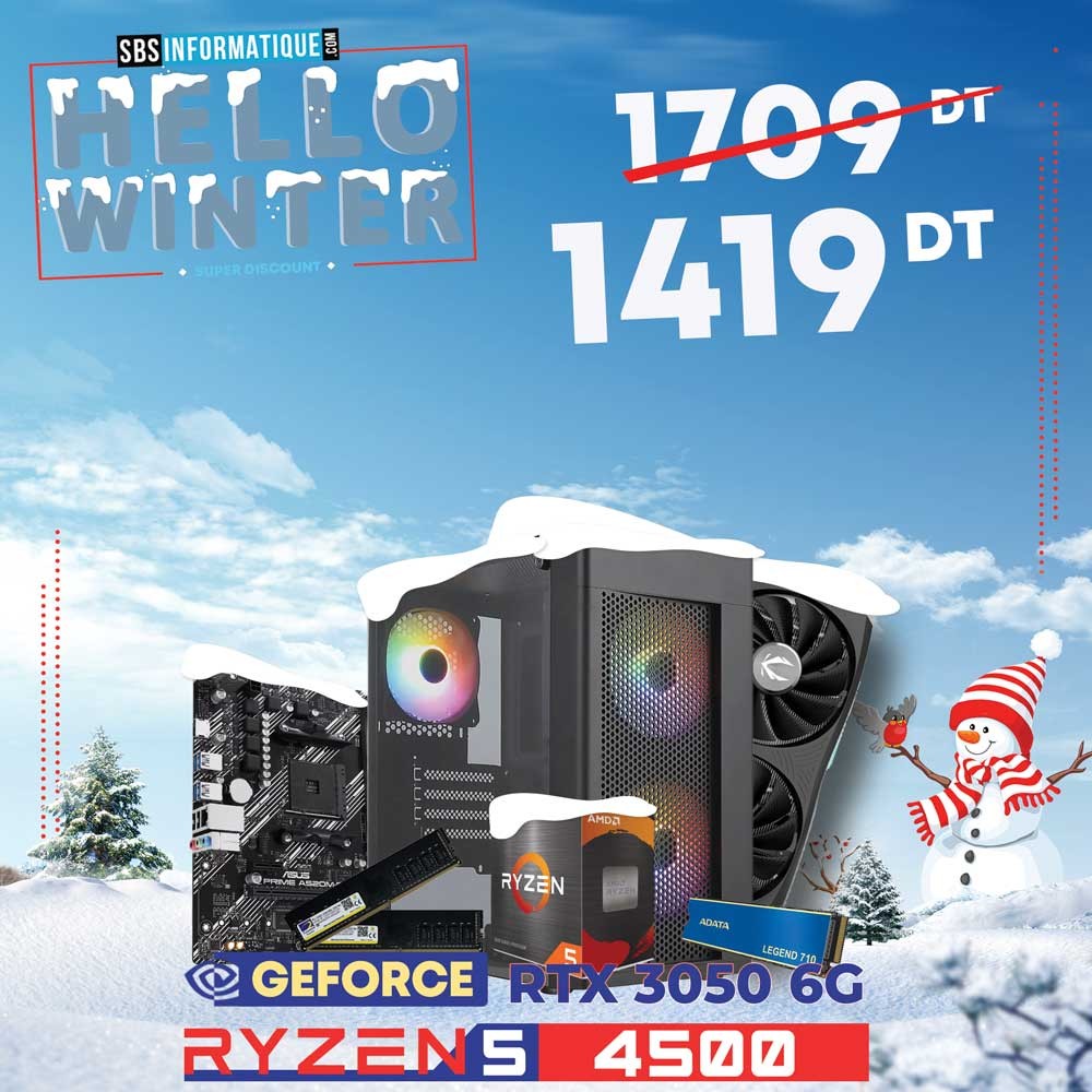 PC GAMER BARVO - RYZEN 5 4500 - RTX 3050 - 16Go - 512Gb