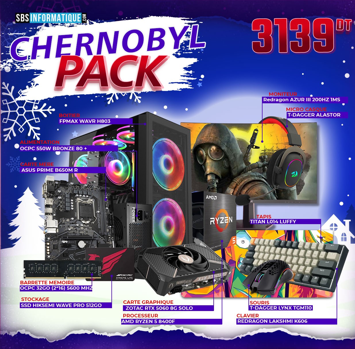 PC Gamer CHERNOBYL PACK - Ryzen 5 - 8400F - RTX 5060 - 32Gb - 512 Gb