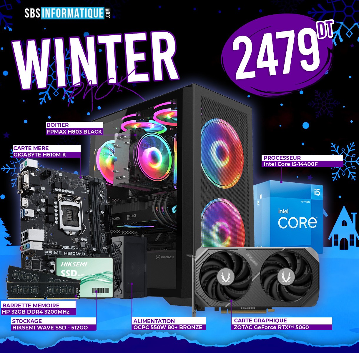 PC GAMER SAMURAI - INTEL I5 14400F - RTX 5060 8G - 16Go - 512Go