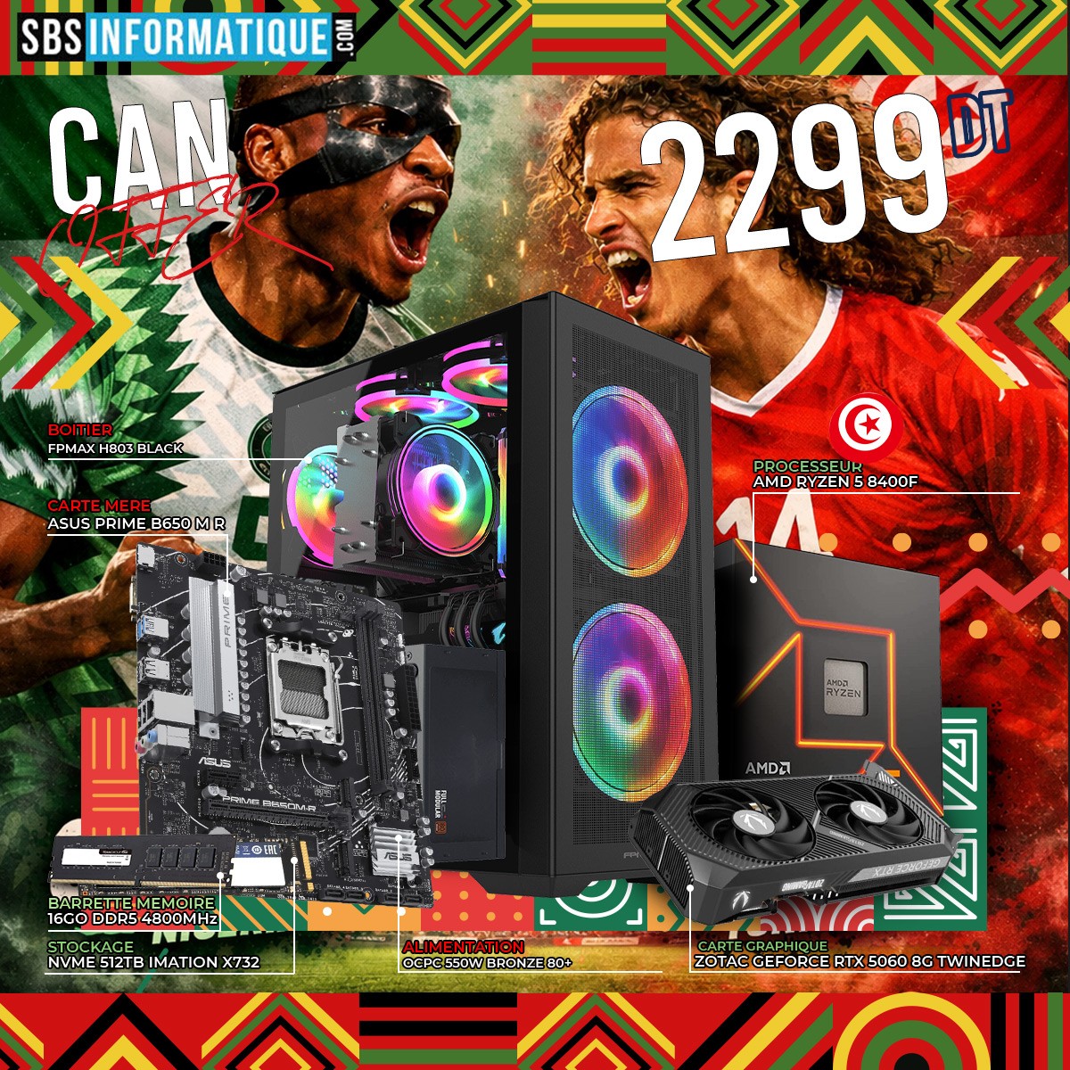 PC Gamer CAN - Ryzen 5 - 8400F - RTX 5060 - 16Gb - 512 Gb