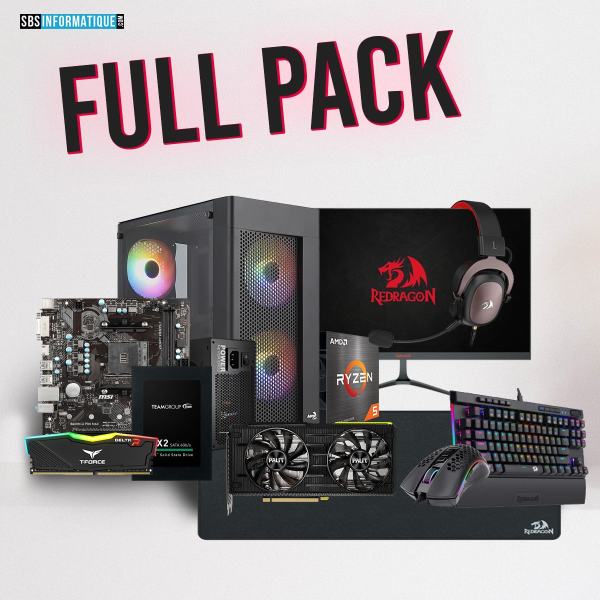 PC GAMER PHENIX PACK - Ryzen 7 5800X - RTX 5060 TI 8G - 16Go - 512Go
