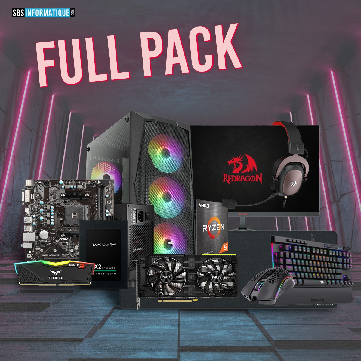 PC GAMER PHENIX PACK - Ryzen 7 5800X - RTX 5070 12G - 16Go - 512Go