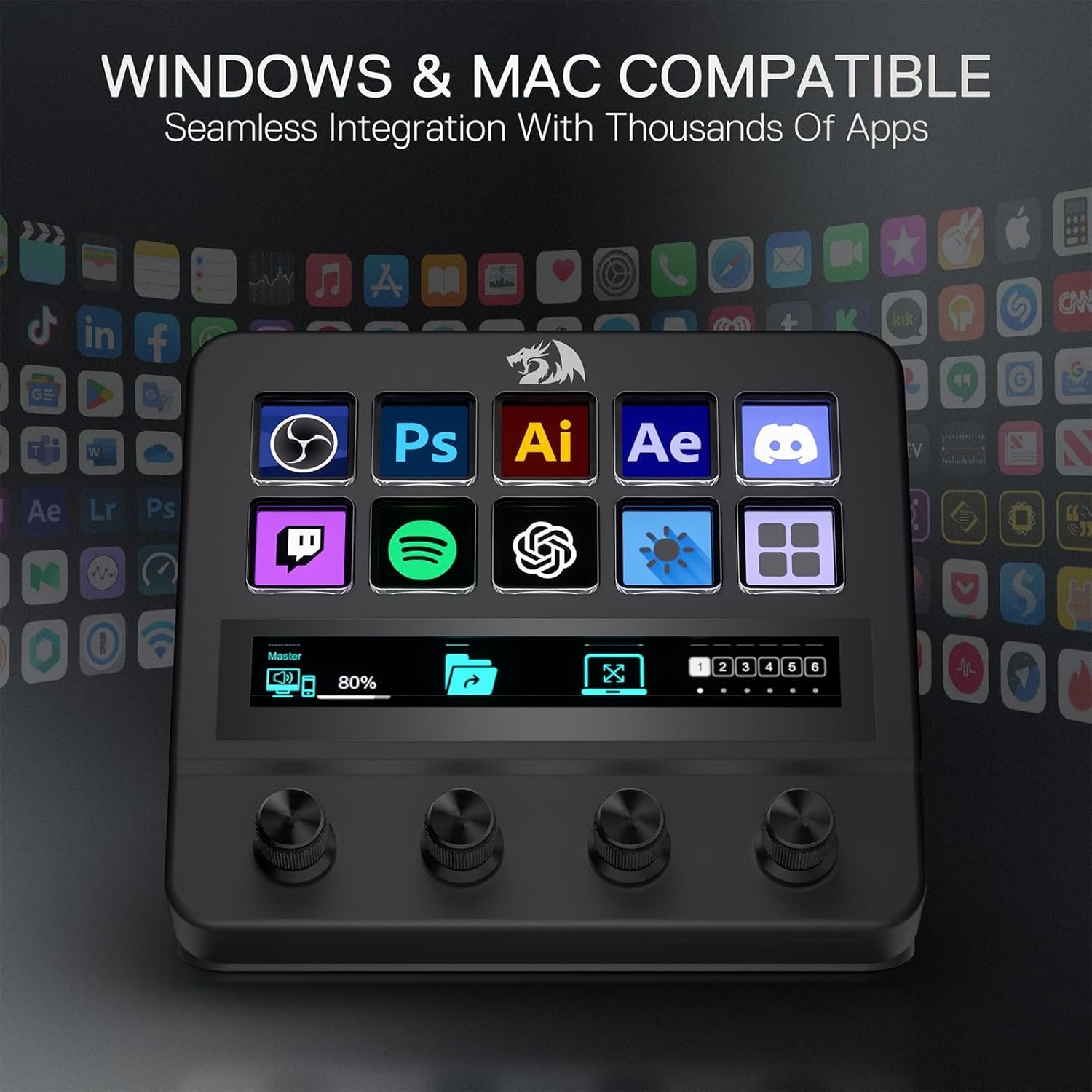 Clavier Gamer - Redragon SS-552 STREAM CONTROLLER Ragnaros Black