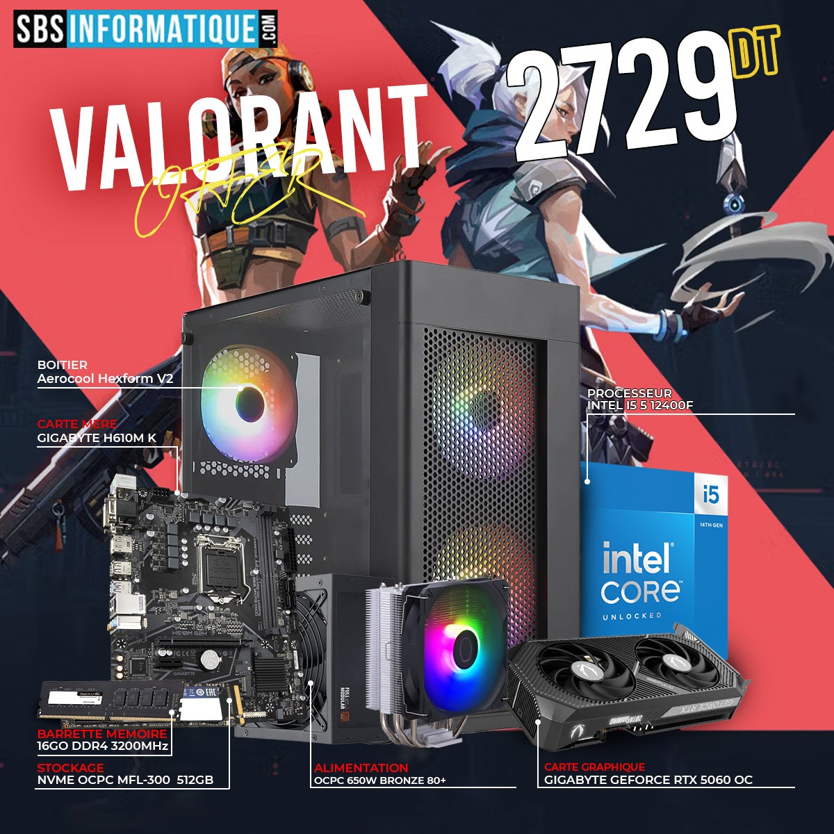 PC GAMER Chernobyl - INTEL I5 12400F - RTX 5060 8G - 16Go - 512Go