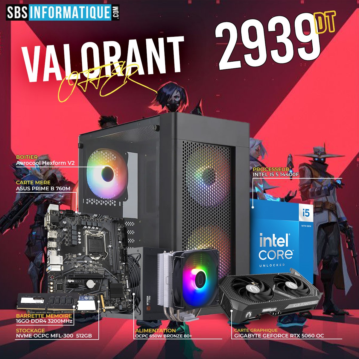 PC GAMER Chernobyl - INTEL I5 14400F- RTX 5060 8G - 16Go - 512Go