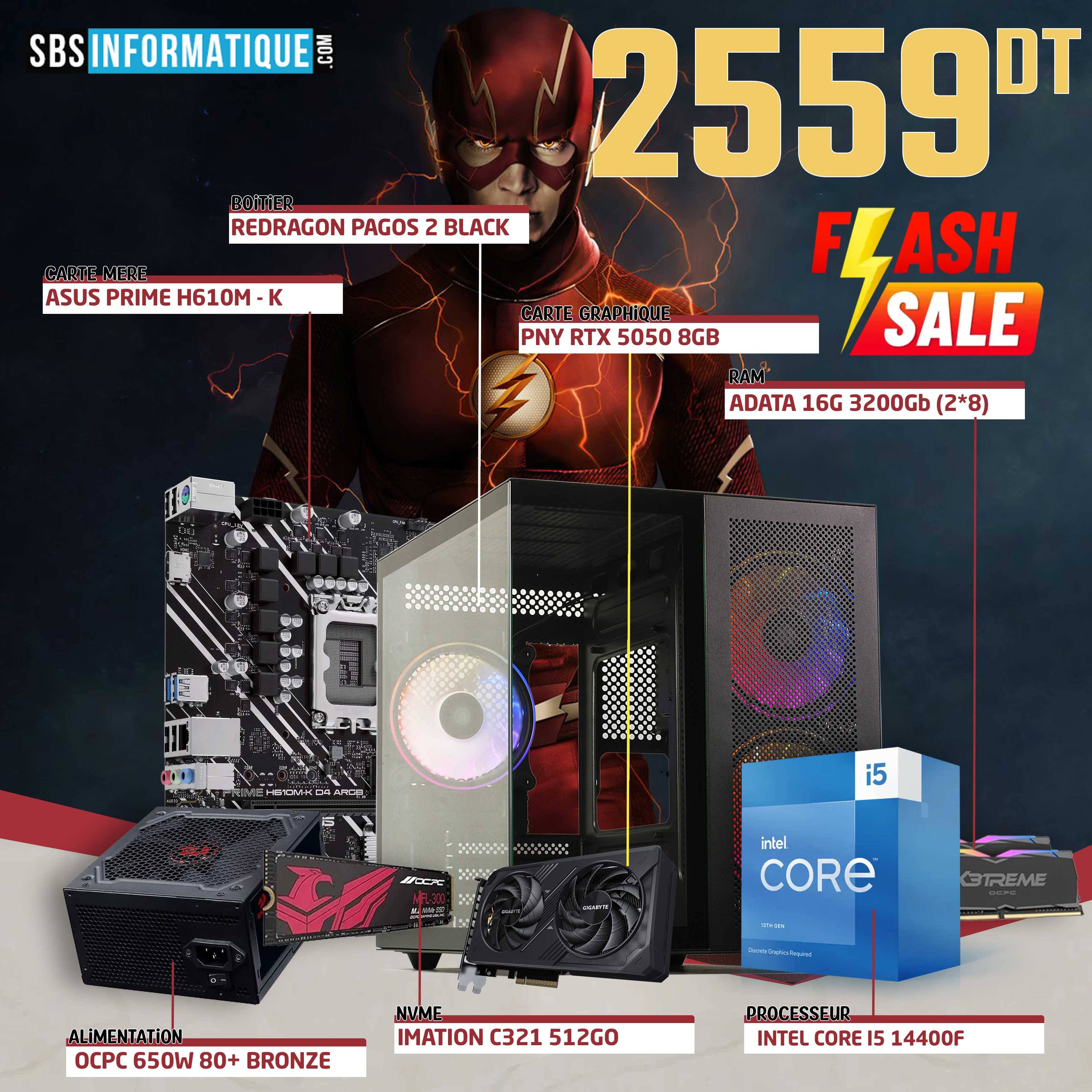 PC GAMER FLASH - RYZEN 5 5600GT - 16Go - 512Go