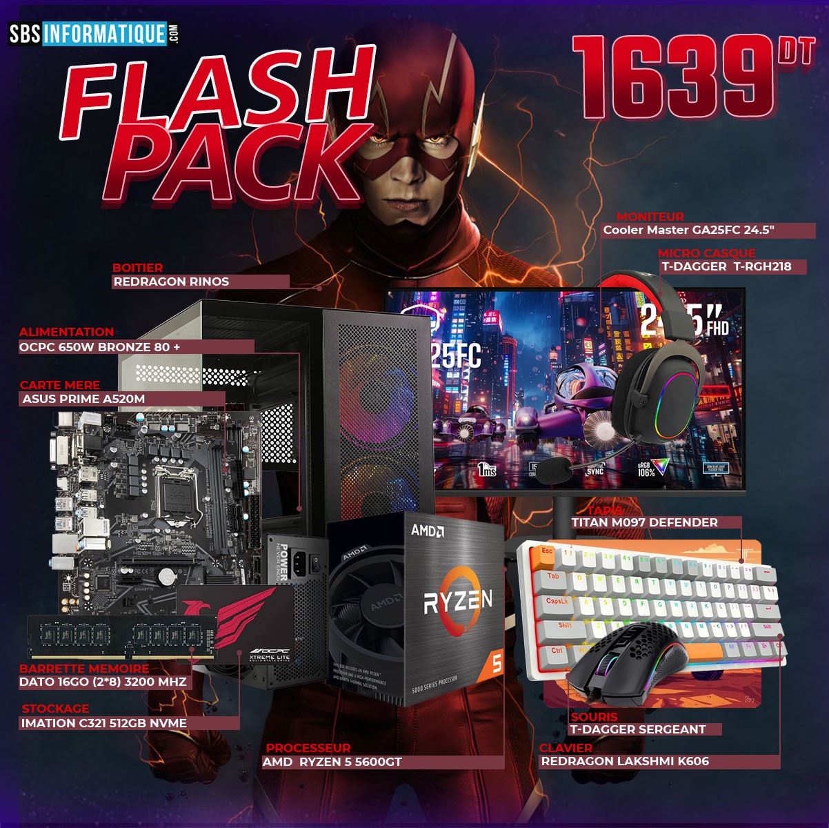PC GAMER FLASH PACK - RYZEN 5 5600GT - 16Go - 512Go