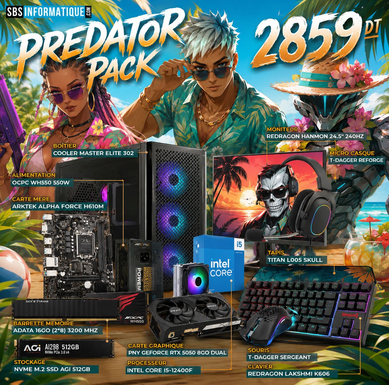PC Gamer PREDATOR PACK - i5-12400F - RTX 5050 - 16Gb - 512Gb
