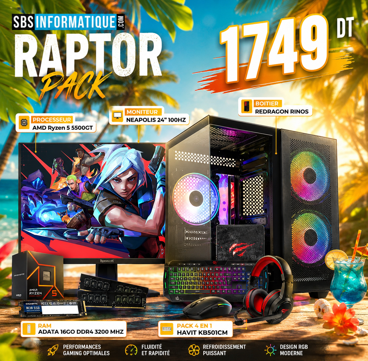 PC GAMER FLASH PACK - RYZEN 5 5600GT - 16Go - 512Go