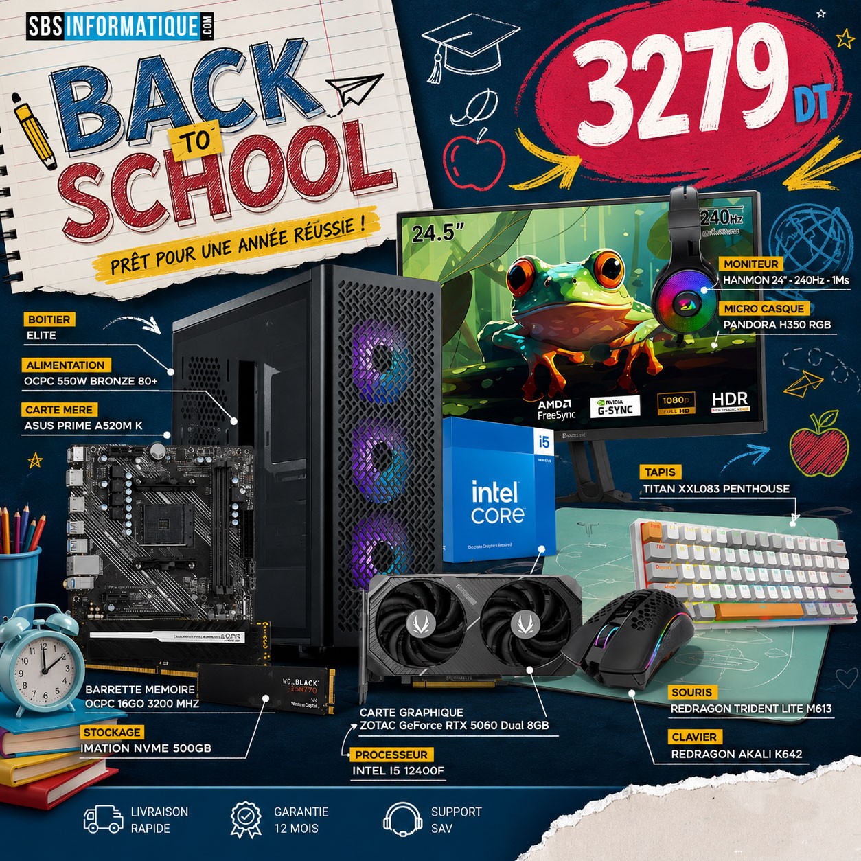 PC GAMER Chernobyl PACK - INTEL I5 12400F - RTX 5060 8G - 16Go - 512Go
