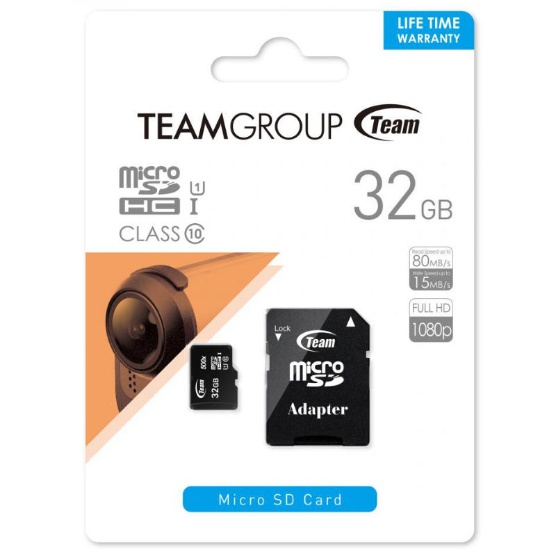 CARTE MÉMOIRE TEAMGROUP MICRO SDHC CLASS 10 AVEC ADAPTATEUR 32GO - Tunisie