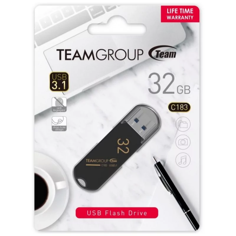 Clé USB 3.2 TeamGroup C183 - 32 Go - Noir - Tunisie