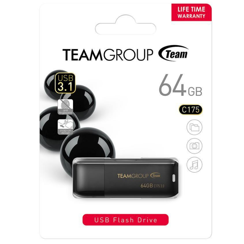 Clé USB 3.1 Team Group C175 - 64 Go - Noir