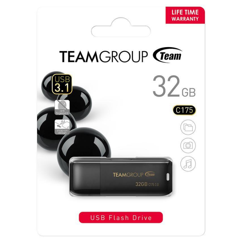 Clé USB 3.2 Team Group C175 - 32 Go - Noir - Tunisie