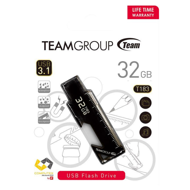 Clé USB 3.1 Team Group T183 - 32 Go - Noir - Tunisie