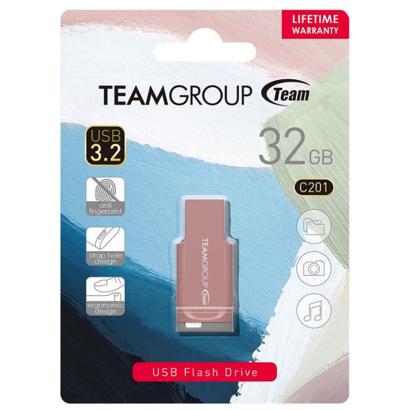 Clé USB 3.2 Team Group C201 - 32 Go - Rose Clé USB 3.2 Team Group C201 - 32 Go - Rose