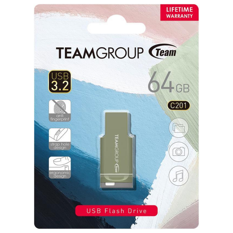 Clé USB TEAM GROUP C201 64Go USB 3.2 - Vert