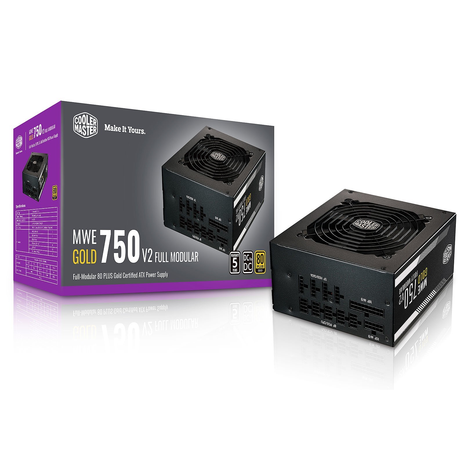 Alimentation MWE Gold V2 FM 750W A/EU Cable - Tunisie
