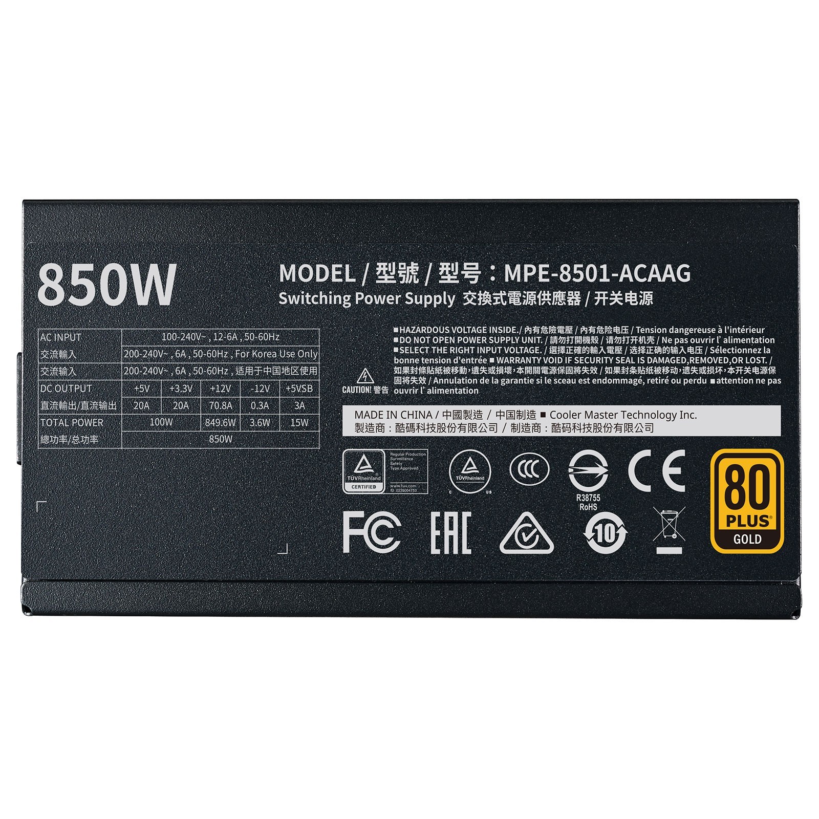 ALIMENTATION MWE Gold V2 FM 850W FULL MODULAR